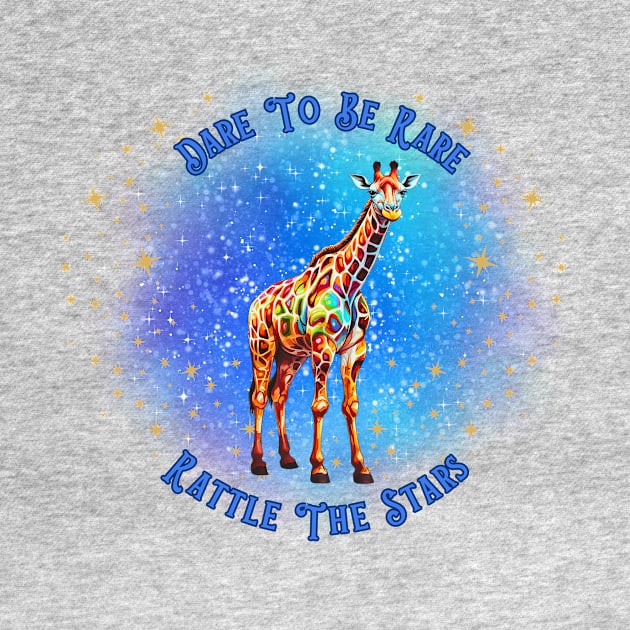 Dare to be Rare, Rattle the Stars Inspirational Giraffe, Neurodivergence by Nebula Nexus